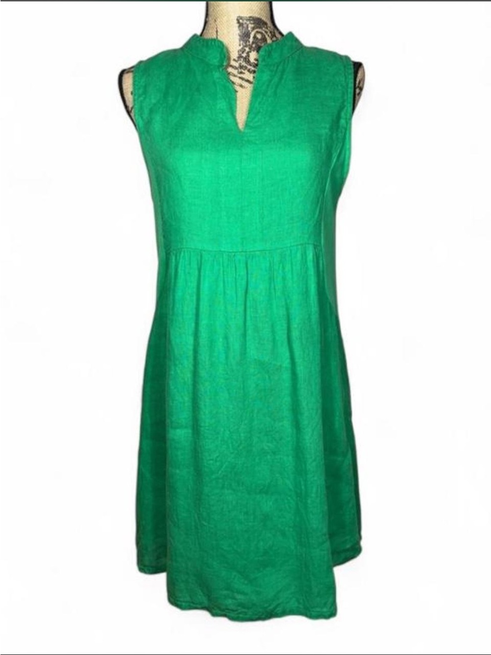 Terzo Milliennio Made In Italy Green Cotton Shift Dress Sleeveless Medium